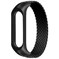 Тканевый монобраслет Braided Solo Loop для Xiaomi Mi Band 3/4/5/6 (S) Черный