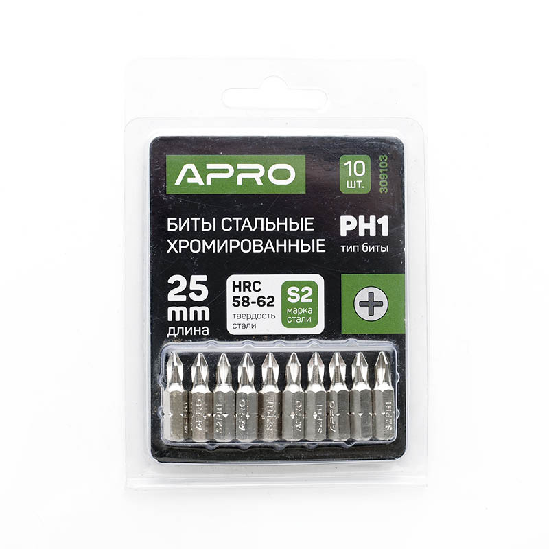 Бита РH1*25 мм хром (10 шт./пач.) APRO 3091031
