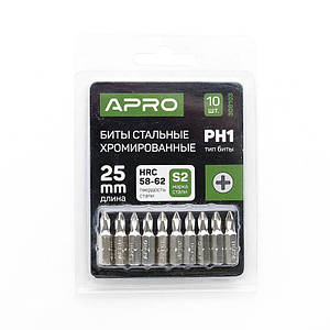 Бита РH1*25 мм хром (10 шт./пач.) APRO 3091031