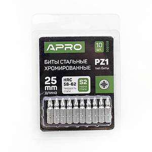 Бита РZ1*25 мм хром (10 шт./пач.) APRO 3091081