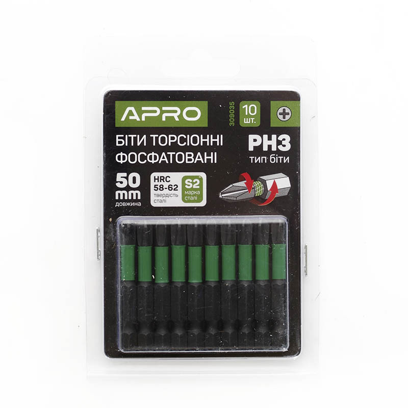 Біта ударна торсійна РН3*50 мм, 10 шт./пач. APRO 3090351, фото 1