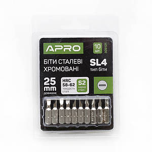 Біта SL4*25 мм хром, 10 шт./пач. APRO 3091211