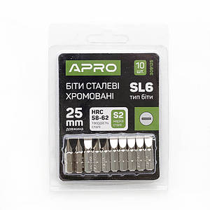Біта SL6*25 мм хром, 10 шт./пач. APRO 3091251