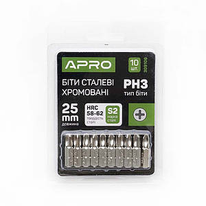 Бита РН3*25 мм хром, 10 шт./пач. APRO 3091061