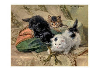 Лист Three Kittens Playing, 1902