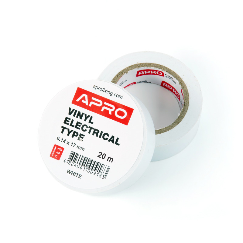 Ізоляційна стрічка біла 0.14х17мм 20 м (пачка, красно 10 шт.) APRO ET-20W1
