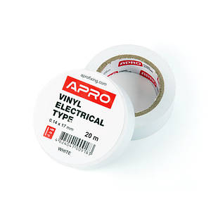 Ізоляційна стрічка біла 0.14х17мм 20 м (пачка, красно 10 шт.) APRO ET-20W1