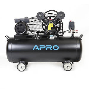 Компресор двоциліндровий ремінний 2.2 кВт 402 л/хв 8бар 100 л (2 крани) APRO 8501821