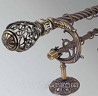 Карниз для штор металлический ДЖАНЕТ двойной 25+19мм кронштейн ДРАКОН 3.6м (стык труб) Античное золото