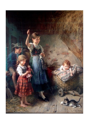 Листівка Children with Kitten