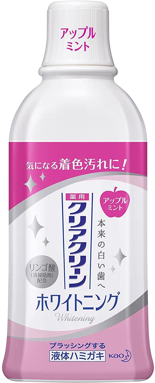 Kao Clear Clean Whitening Dental Rinse Apple Mint ополіскувач відбілюючий навіть смолу тютюну, 600 мл, фото 1