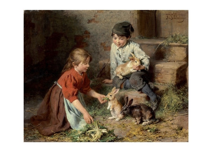 Листівка Feeding The Rabbits