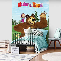 Флізелінові фото шпалери для дітей 206x275 см Для дівчаток: Маша та ведмідь чекають на друзів (13665VEA)+клей