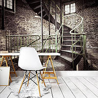 3D Флизелиновые ретро фото обои 254 x 184 см Архитектурные сооружения - Спиральная Лестница (13364V4)+клей