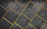 Геометрія на фото шпалерах 368x280 см Чорні бетонні прямокутники на стіні (13823P10)+клей, фото 2