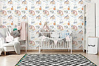 Флізелінові фото шпалери в дитячу кімнату 254x184 см Сплячі звірята на хмарах (13672V4)+клей