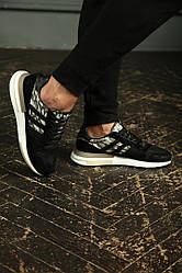 Чоловічі кросівки Adidas ZX 500 RM Black Camo Взуття Адідас ЗХ 500 чорні замшеві модні повсякденні
