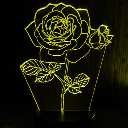 Акриловий світильник-нічник Троянда жовтий tty-n001146, фото 1