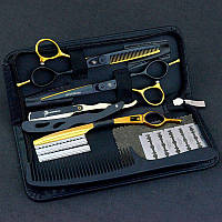 Парикмахерские ножницы для стрижки 6 дюймов комплект золотй+черный Univinlions 6025A