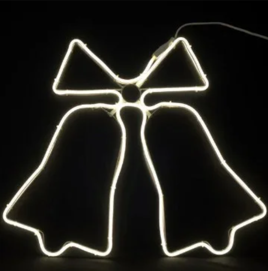 Неонова новорічна гірлянда дзвіночки 50 см білий теплий