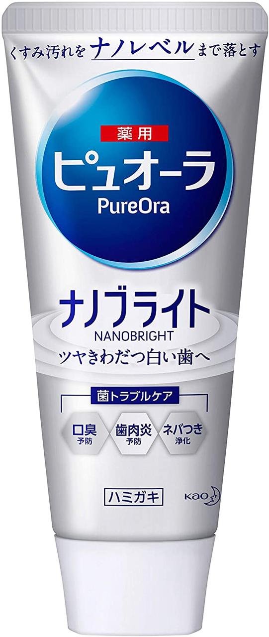 Kao PureOra Nano Bright Профілактична зубна паста з наночастинками, відбілює, усуває причину запаху, 115 г, фото 1