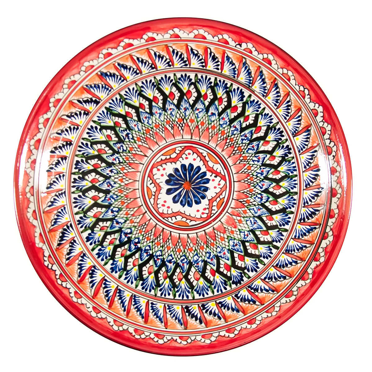 Ляган (вузбекська тарілка) 37х4 см для подавання плову керамічний (ручний розпис) (варіант 43), фото 1