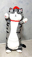 Плюшевая игрушка подушка обнимашка кот серый полосатый 2 в 1 (120 см) ktv0210