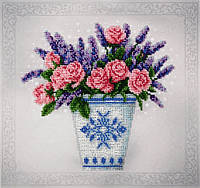 Набір для вишивання бісером "Квітковий етюд" ваза етюд гжель квіти, часткова викладка 27.5х26 см