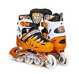 Дитячі розсувні ролики з комплектом захисту Scale Sports оранжеві, розміри 29-33, 34-38, 38-41, фото 2