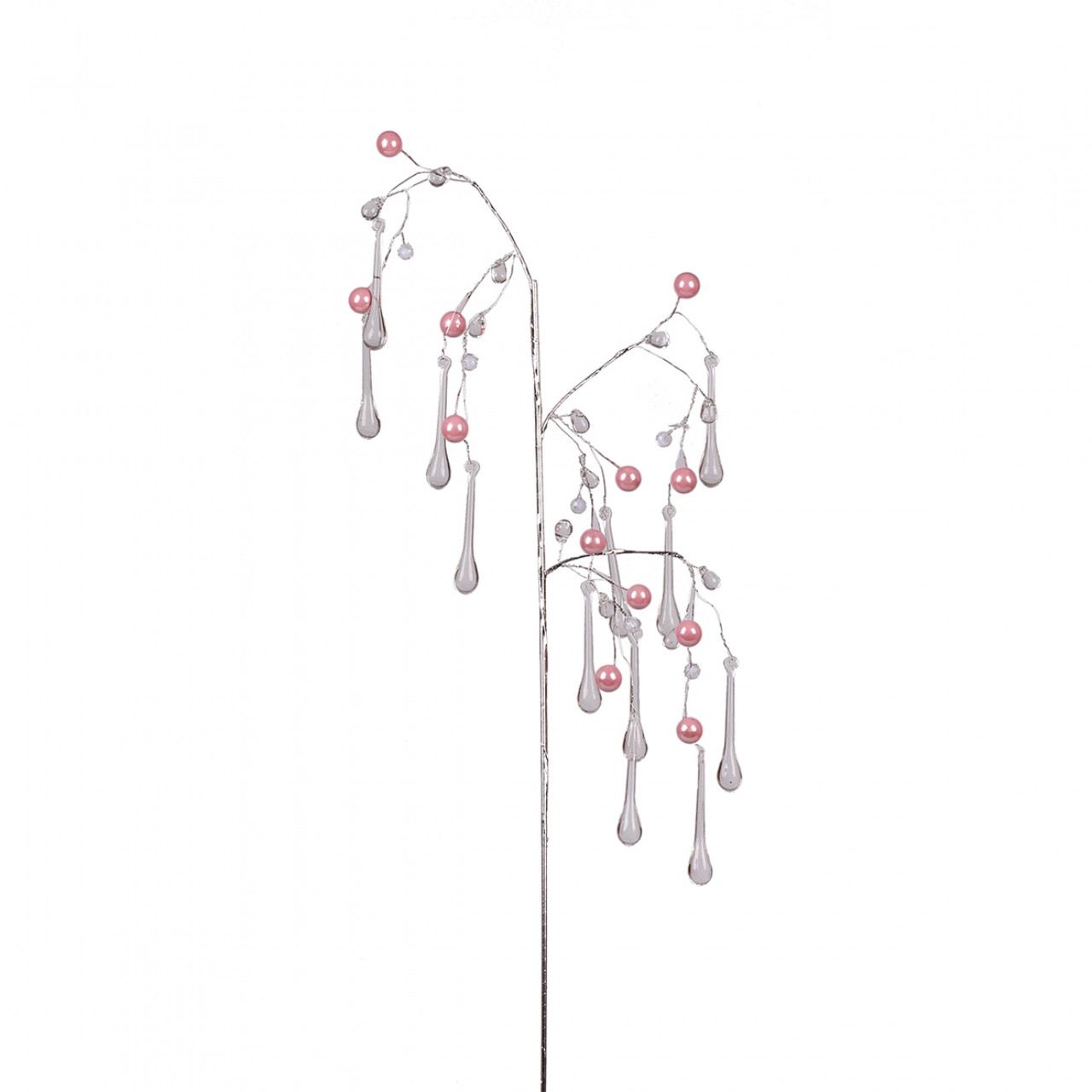 Гілка декоративна Yes! Fun Кристали-краплі, Бусини рожеві, 60 см