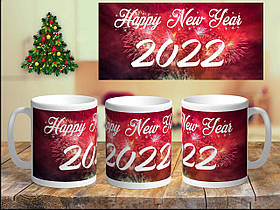 Чашка з принтом "Happy New Year" червона