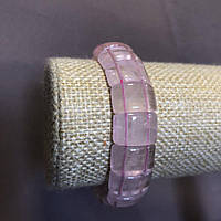 Браслет на резинці, натуральний камінь Рожевий Кварц ланка 15х11мм+-