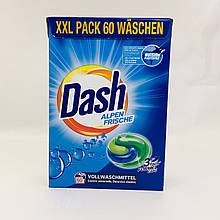 Капсули для білої білизни Dash® Alpen Freshness 3 в 1 Економічна упаковка XXL Німеччина 60 капсул