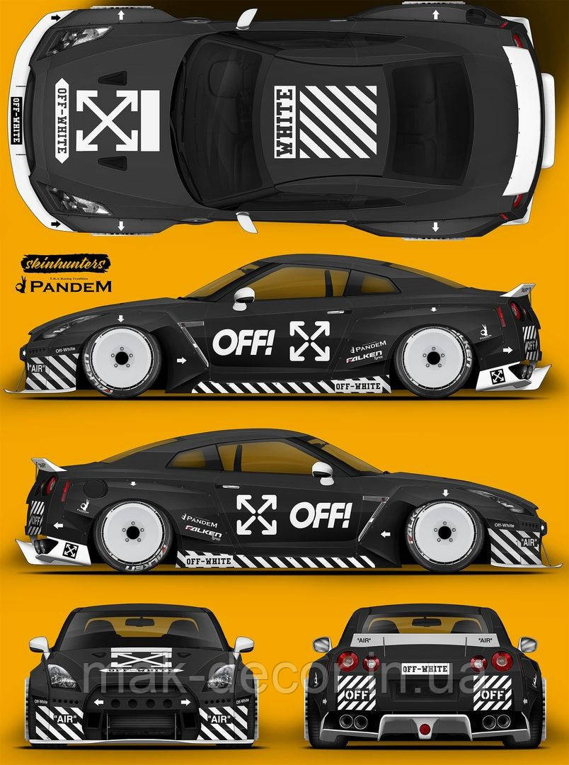 Вінілові наклейки на авто " OFF-WHITE " комплект