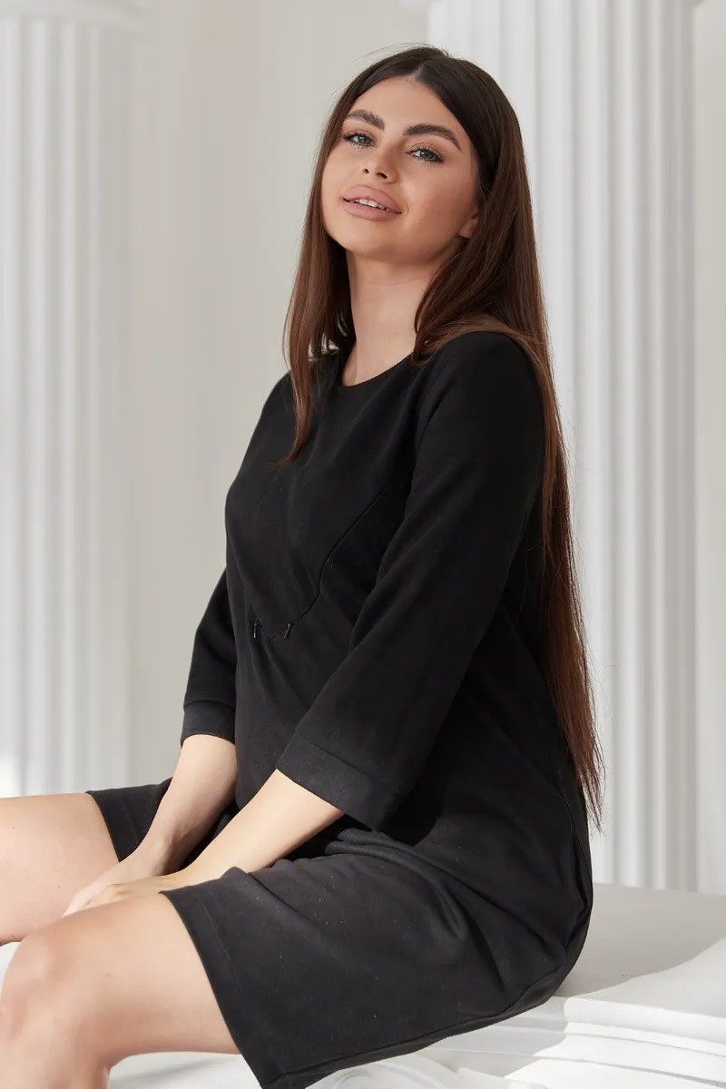 Гарна чорна сукня для вагітних і годуючих вільного крою з секретом для годування, 5132140-Ч