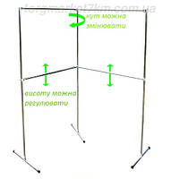 Стойка для одежды 2 х 2 м со сменным углом 90°,180° и регулируемым ярусом