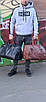 Дорожня шкіряна сумка велика з двома ручками на блискавці міцна містка чорна, фото 9