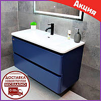 Подвесная тумба с раковиной 100 см Rexon Camelia Navy Blue голубая, Навесная тумба с умывальником синяя