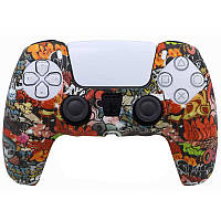 Силіконовий чохол для джойстика PS5 Dualsense графіті + у подарунок накладки 2 шт