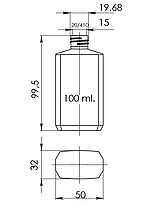 100 - 110 мл Прямокутний прозорий ПЕТ флакон з металевою алюмінієвою кришкою 20мм, фото 4