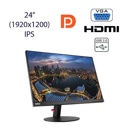 Монитор Lenovo ThinkVision T24D-10 / 24" (1920х1200) IPS / 1x VGA, 1x DP, 1x HDMI, 1x USB-Hub, фото 2