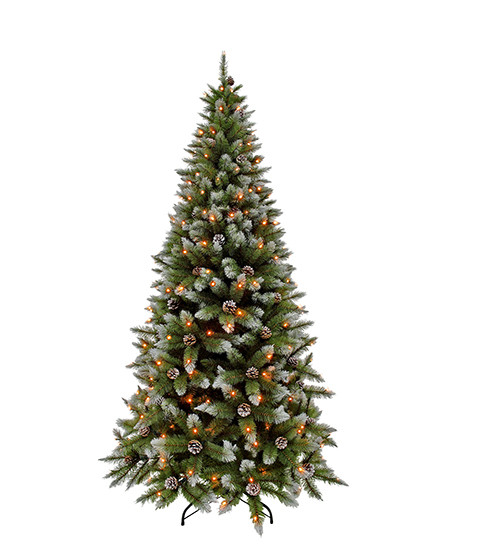 Ялинка 155 см, Pittsburgh, LED 112 ламп, зелена з ефектом покриття інієм та шишкам, фото 1