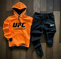 Спортивный костюм мужской оранжевый теплый UFC | Комплект Худи + штаны ЛЮКС качества