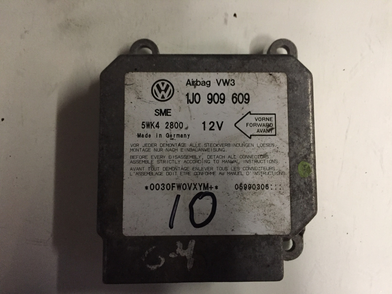 Блок Управления Airbag Vw Golf 4 Bora 1j0909609 №10 — Купить Недорого