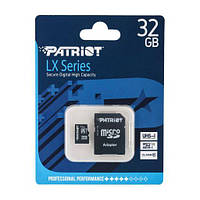 Карта пам'яті Patriot LX Series MicroSDHC (UHS-1) 32gb Class 10 & Adapter (Чорний)