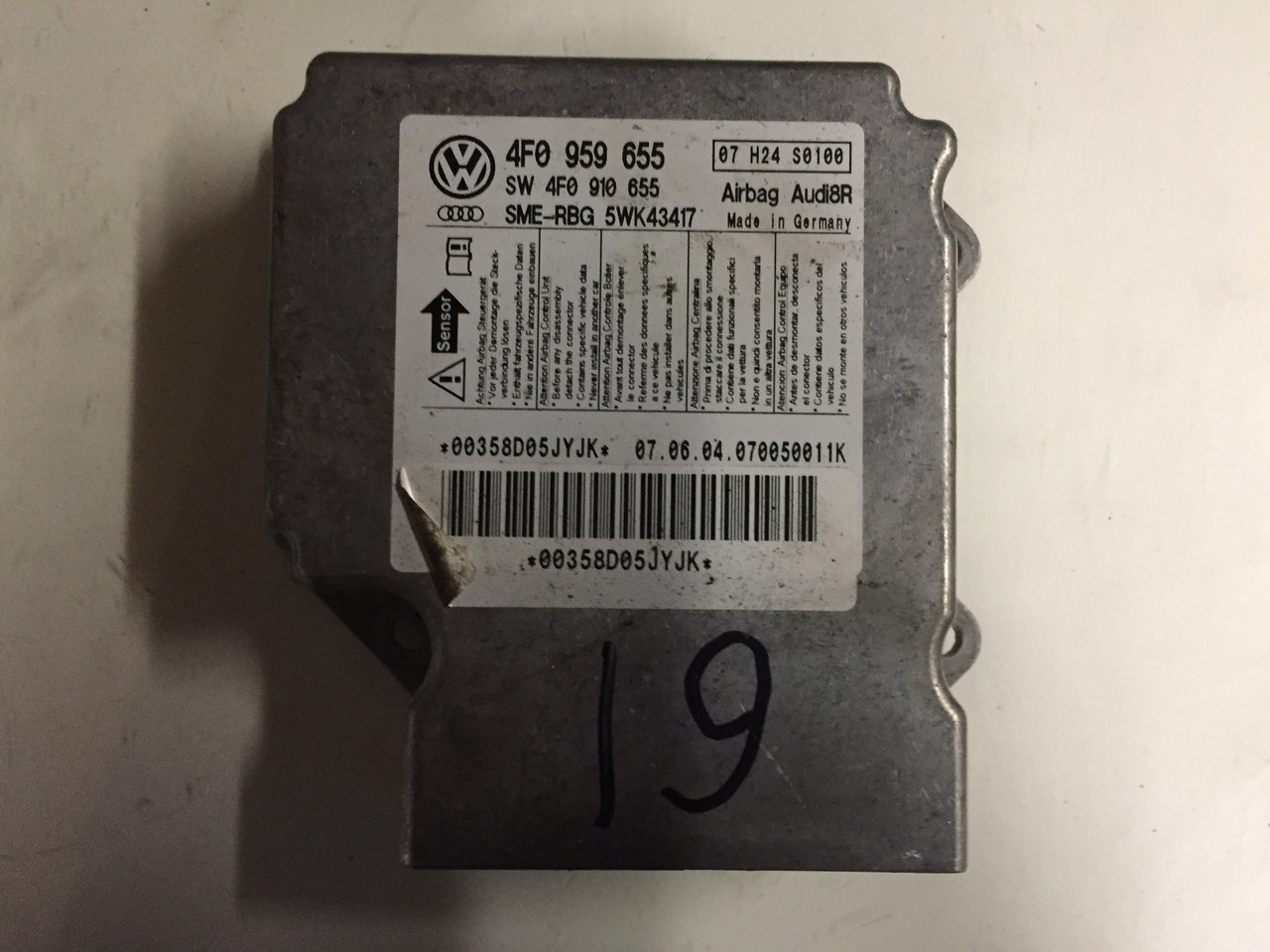 Блок управління AIRBAG A6 C6 4f0959655 №19, фото 1