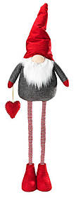 Новорічна іграшка м'яка червоний ельф з регульованими ніжками (80-128см), greenpharm