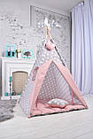Вігвам Для Дівчинки пудровий (Повний набір) з м'яким килимком, підвіска сердечко в подарунок, фото 10