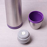 Термос з нержавіючої сталі Kamille KM-2059 Синій 1000мл Термос для чаю з чашкою Компактний термос, фото 9