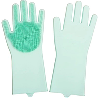 Перчатки для мойки посуды силиконовые зеленые Gloves for washing dishes BF